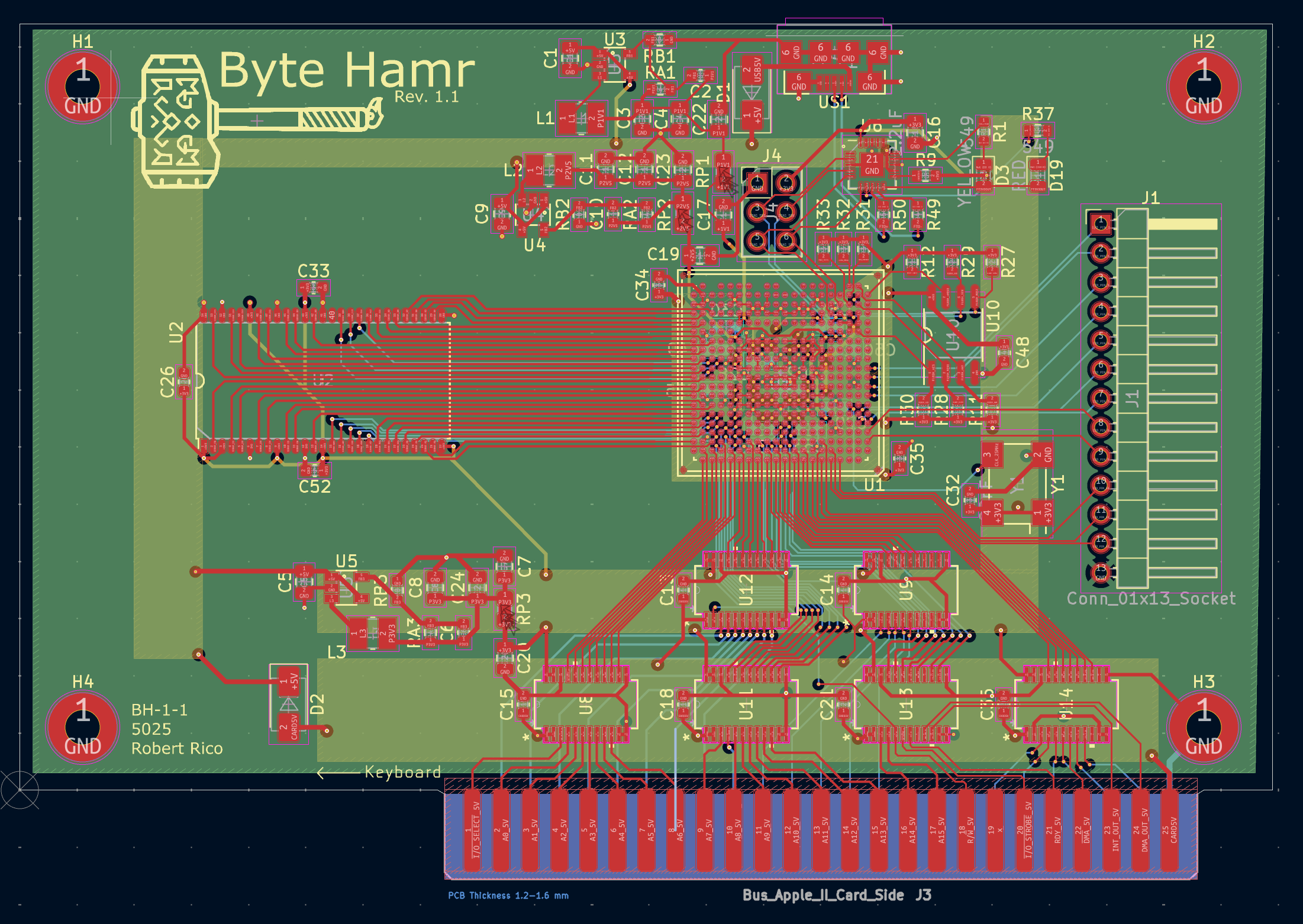 Rev 1.1 layout in KiCad.