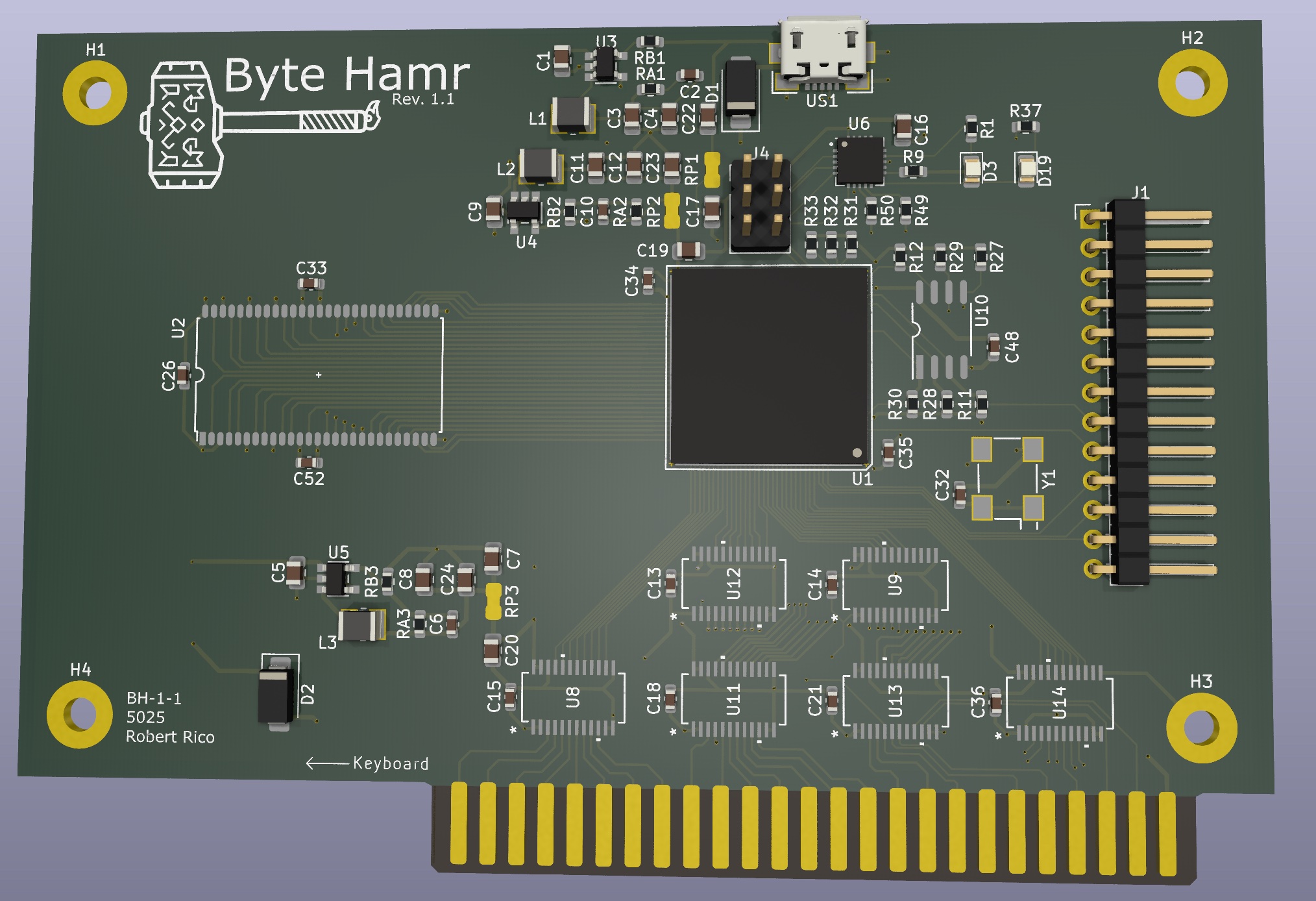 The 3D render that went to PCBWay.