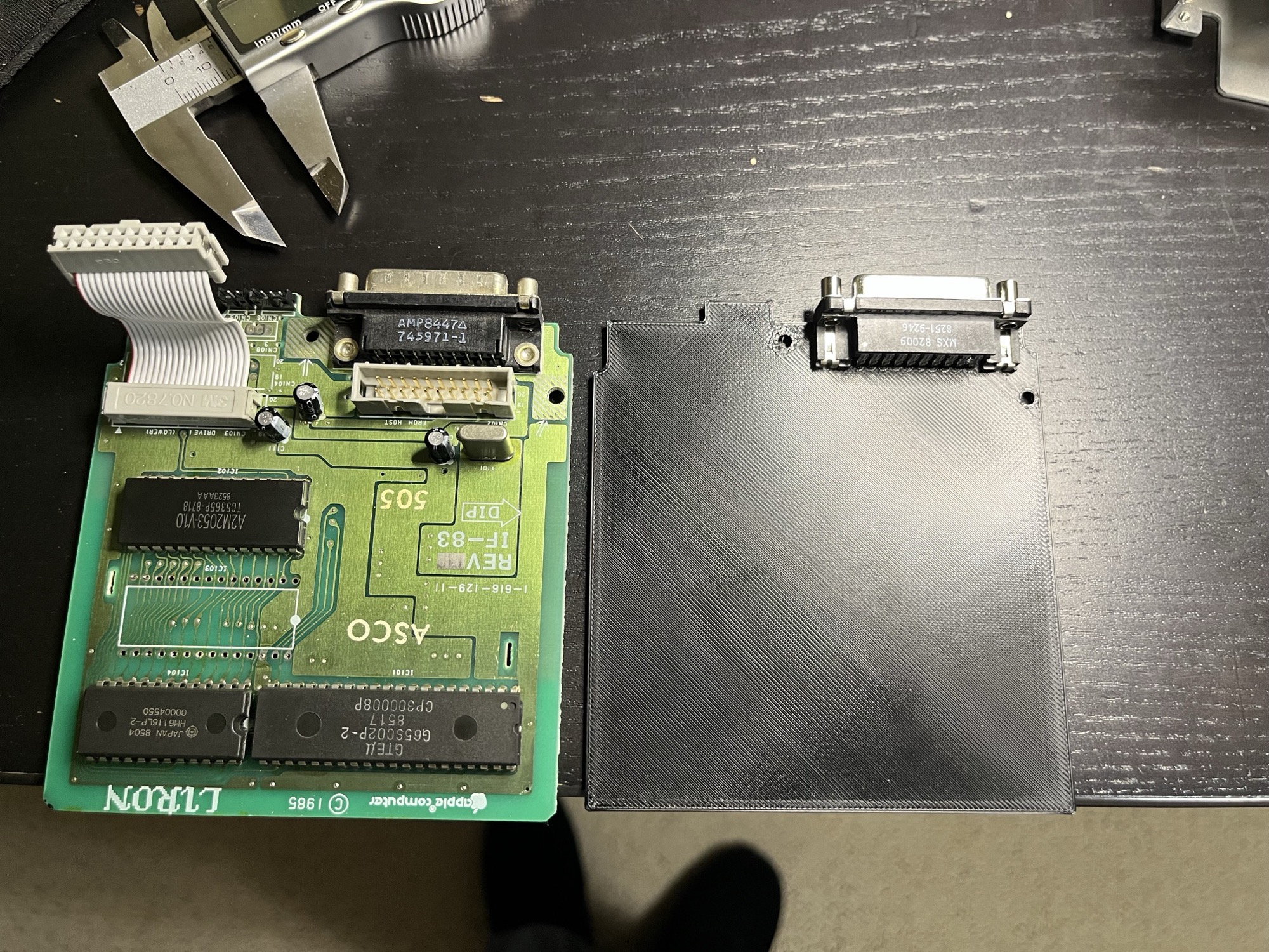 The salvaged DB-19 in the print, next to the IF-83 and its own rear connector.