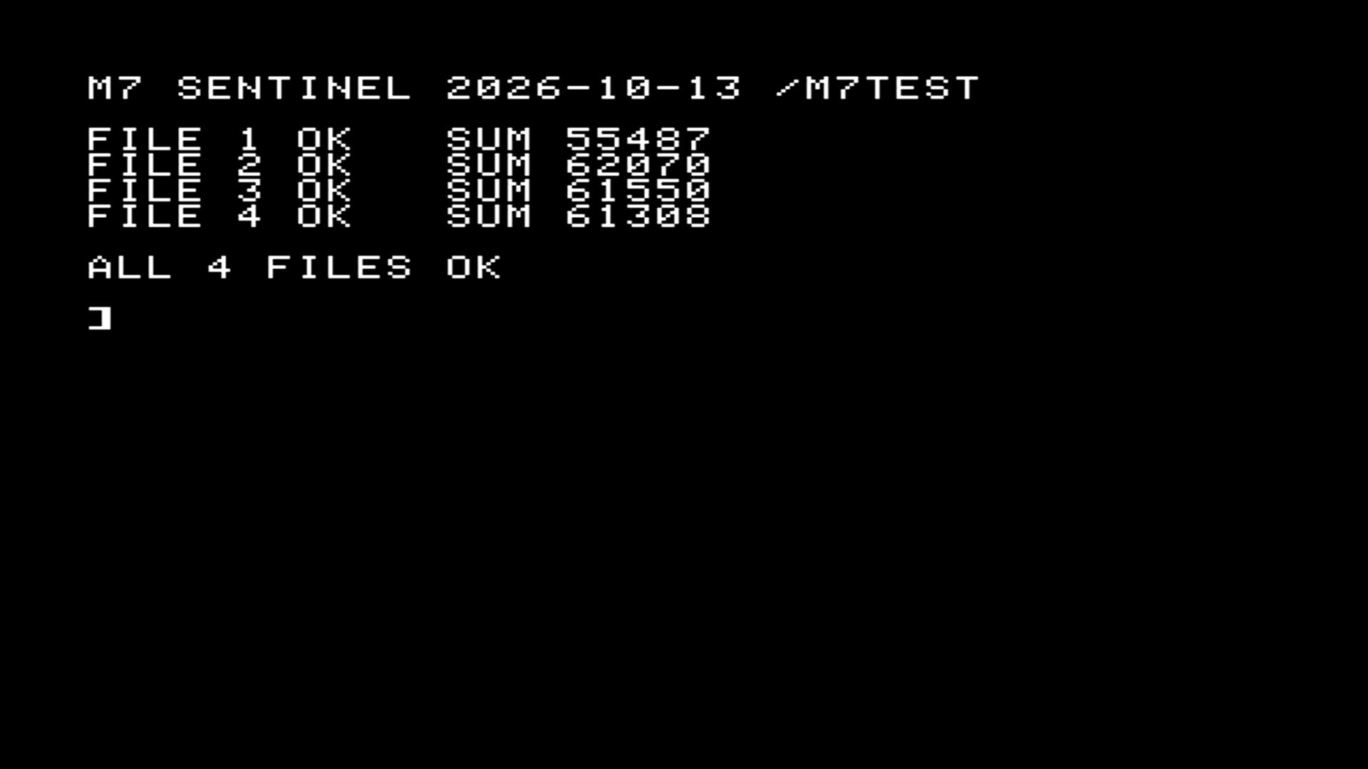 The sentinel booting from the working UniDisk, off a disk copied from my board through the chain.